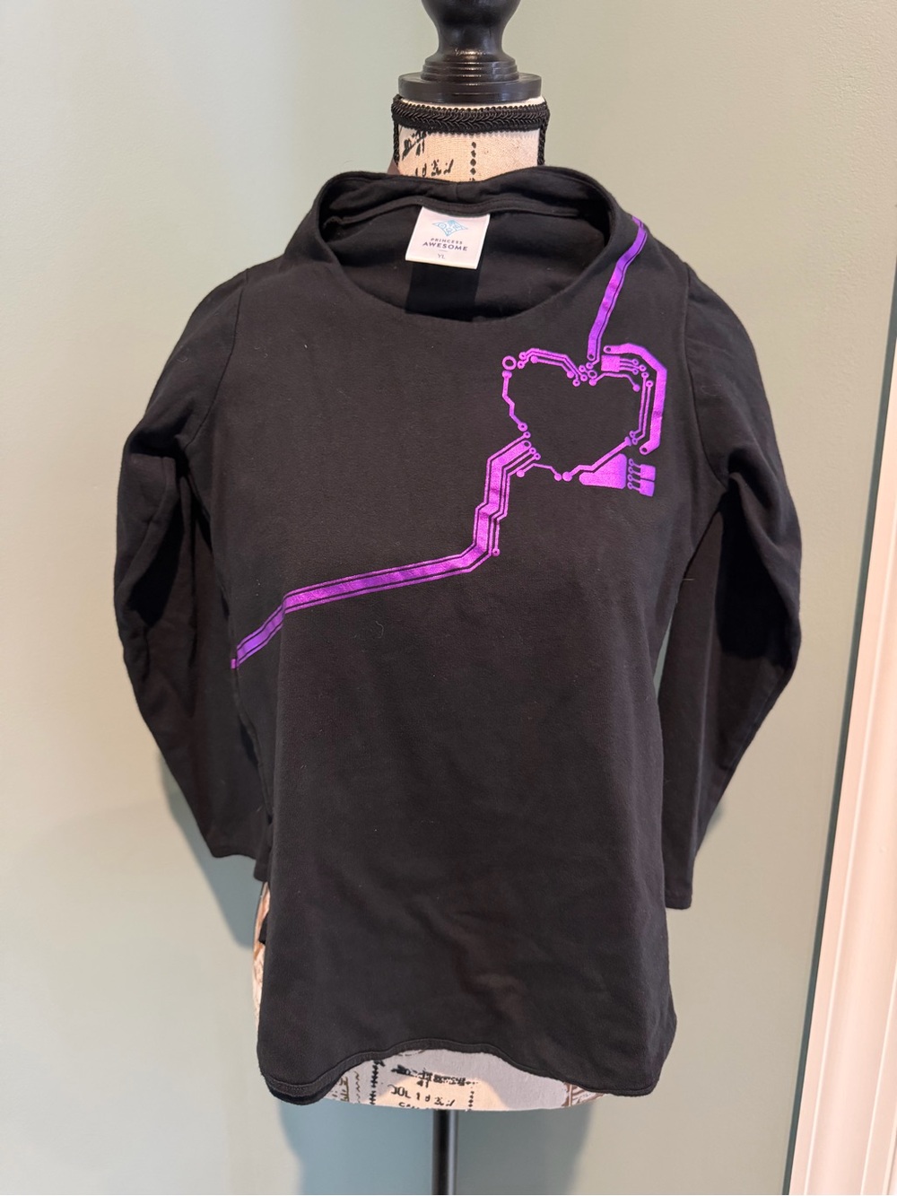 Youth Long Sleeve Tee with Purple Heart Circuit Graphic